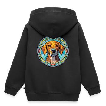 Alano Español chien race vitrail coloré Wat - Sweat Premium à capuche enfant bio - noir - Dos - AI Model Kid Male (0cm)