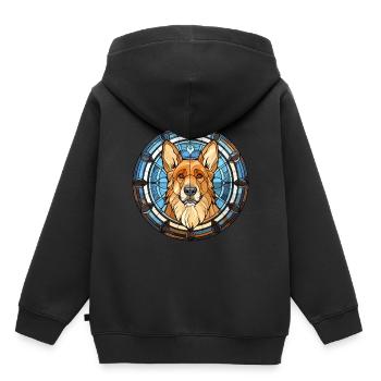 Karpatenschäferhund Rasse Buntglas Farbe - Kinder Premium Organic Hoodie - Schwarz - Hinten - AI Model Kid Male (0cm)