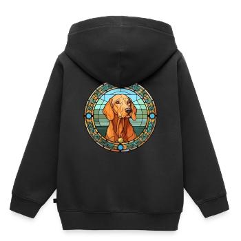 Hannoveraner Hund Rasse Buntes Glas Wat - Kinder Premium Organic Hoodie - Schwarz - Hinten - AI Model Kid Male (0cm)
