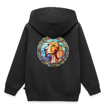 Polnischer Jagdhund Hunderasse Buntglasfarbe - Kinder Premium Organic Hoodie - Schwarz - Hinten - AI Model Kid Male (0cm)