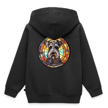 Standard Schnauzer chien race vitrail Colorfu - Sweat Premium à capuche enfant bio - noir - Dos - AI Model Kid Male (0cm)