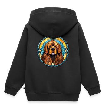 Tibetischer Mastiff Hunderasse Buntes Glas Buntes W - Kinder Premium Organic Hoodie - Schwarz - Hinten - AI Model Kid Male (0cm)