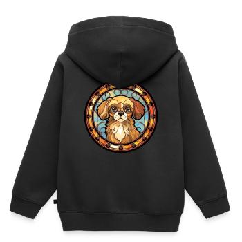 Tibetischer Spaniel Hunderasse Buntes Glas Buntes W - Kinder Premium Organic Hoodie - Schwarz - Hinten - AI Model Kid Male (0cm)