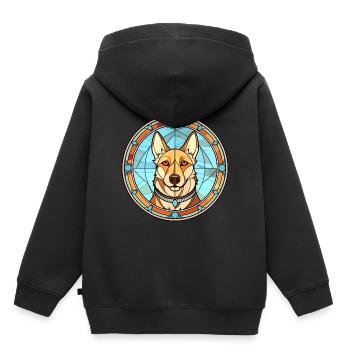 Westsibirische Laika-Hunderasse Buntglasfarbe - Kinder Premium Organic Hoodie - Schwarz - Hinten - AI Model Kid Male (0cm)