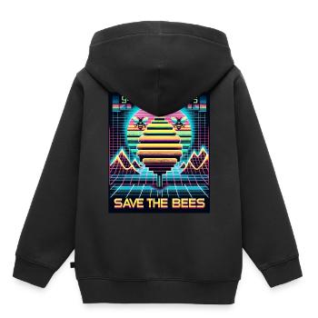 Retro-Futurismus Bienenrettung (Save the Bees) - Kinder Premium Organic Hoodie - Schwarz - Hinten - AI Model Kid Male (0cm)