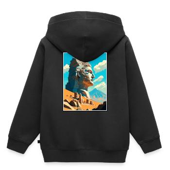 Mount Nemrut Türkei Vintage Reiseposter Souvenir - Kinder Premium Organic Hoodie - Schwarz - Hinten - AI Model Kid Male (0cm)