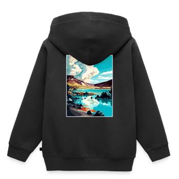 Blue Lagoon Iceland Vintage Travel Poster Souvenir - Kids Premium Organic Hoodie - black - Back - AI Model Kid Male (0cm)