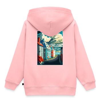 Reykjavik Islande Vintage voyage affiche Souvenir - Sweat Premium à capuche enfant bio - rose - Dos - AI Model Kid Female (0cm)