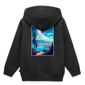 Izmir Turquie Vintage voyage affiche WPA Souvenir - Sweat Premium à capuche enfant bio - noir - Dos - AI Model Kid Male (0cm)