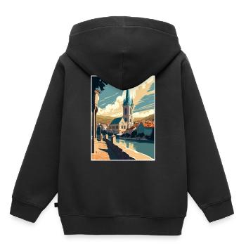Krems An der Donau Österreich Vintage Reiseposter - Kinder Premium Organic Hoodie - Schwarz - Hinten - AI Model Kid Male (0cm)