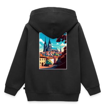 Brünn Tschechische Republik Vintage Reiseplakat Souvenir - Kinder Premium Organic Hoodie - Schwarz - Hinten - AI Model Kid Male (0cm)
