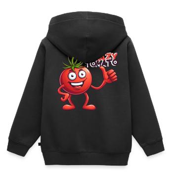 Crazy Veggies: Tomato with Thumbs Up - Kinder Premium Organic Hoodie - Schwarz - Hinten - AI Model Kid Male (0cm)