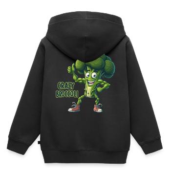 Légumes fous : Brocoli Calisthenics Pro Thumbs Up - Sweat Premium à capuche enfant bio - noir - Dos - AI Model Kid Male (0cm)
