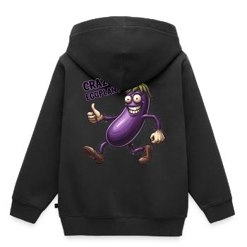 Légumes fous : Aubergine Poilu Power Walker - Sweat Premium à capuche enfant bio - noir - Dos - AI Model Kid Male (0cm)