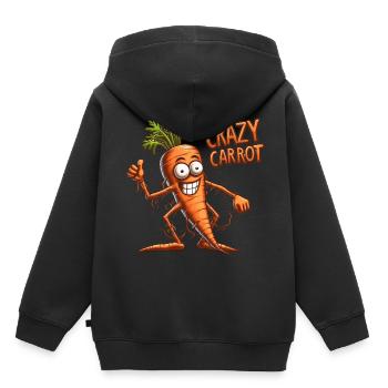 Crazy Veggies: Carrot Thumbs Up - Kinder Premium Organic Hoodie - Schwarz - Hinten - AI Model Kid Male (0cm)