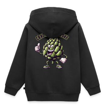 Crazy Veggies: Artichoke Thumbs Up - Kinder Premium Organic Hoodie - Schwarz - Hinten - AI Model Kid Male (0cm)