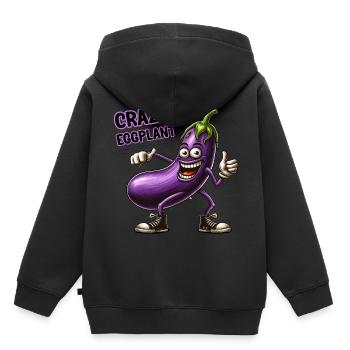Crazy Veggies: Hairy Eggplant Thumbs Up - Kinder Premium Organic Hoodie - Schwarz - Hinten - AI Model Kid Male (0cm)