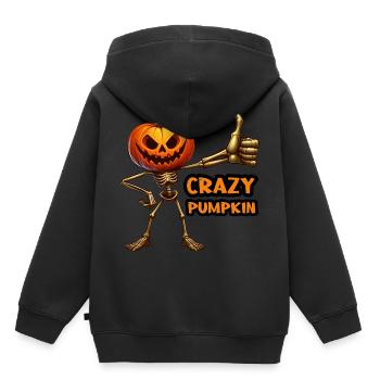 Crazy Veggies : Pumpkin Skeleton Thumbs Up - Sweat Premium à capuche enfant bio - noir - Dos - AI Model Kid Male (0cm)