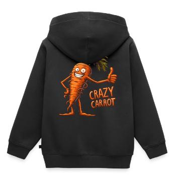 Crazy Veggies: Carrot Thumbs Up - Kinder Premium Organic Hoodie - Schwarz - Hinten - AI Model Kid Male (0cm)