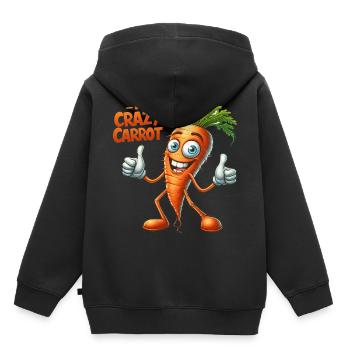 Crazy Veggies: Young Carrot Thumbs Up - Kinder Premium Organic Hoodie - Schwarz - Hinten - AI Model Kid Male (0cm)