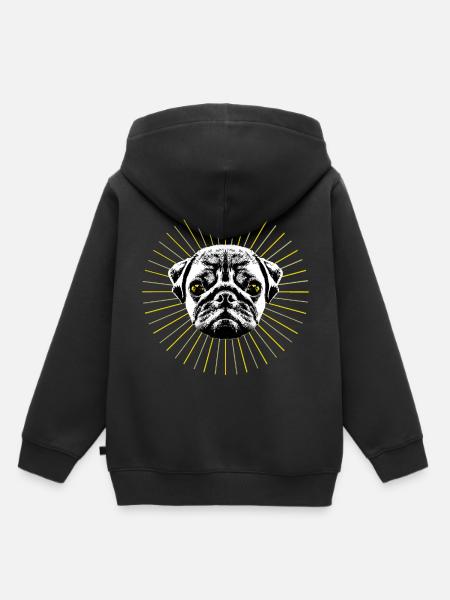 Holy Pug - Kinder Premium Organic Hoodie - Schwarz