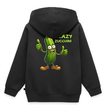 Crazy Veggies: Zucchini Thumbs Up - Kinder Premium Organic Hoodie - Schwarz - Hinten - AI Model Kid Male (0cm)