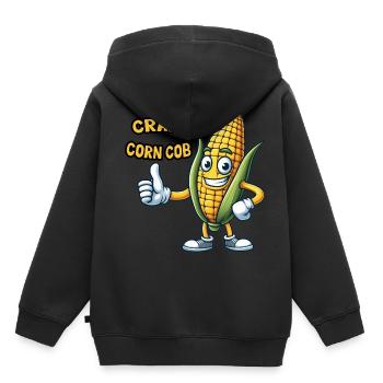 Crazy Veggies Corn Cob Thumbs Up - Kinder Premium Organic Hoodie - Schwarz - Hinten - AI Model Kid Male (0cm)