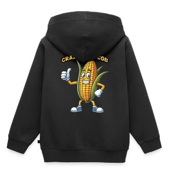 Crazy Veggies: Corn Cob Thumbs Up - Kinder Premium Organic Hoodie - Schwarz - Hinten - AI Model Kid Male (0cm)