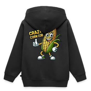 Crazy Veggies: Corn Cob Thumbs Up - Kinder Premium Organic Hoodie - Schwarz - Hinten - AI Model Kid Male (0cm)