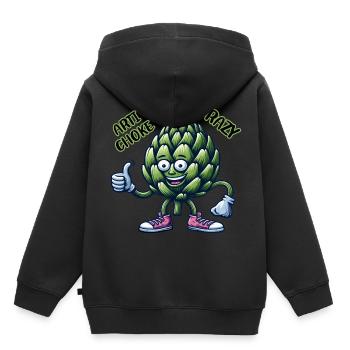 Crazy Veggies: Artichoke Gang Thumbs Up - Kinder Premium Organic Hoodie - Schwarz - Hinten - AI Model Kid Male (0cm)