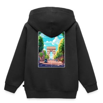 Arc de Triomphe Frankreich Paris Vintage Reiseposter - Kinder Premium Organic Hoodie - Schwarz - Hinten - AI Model Kid Male (0cm)