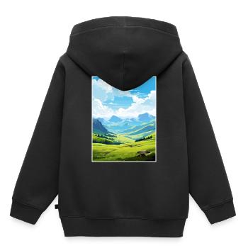 Pyrenäen Nationalpark Frankreich Reiseplakat - Kinder Premium Organic Hoodie - Schwarz - Hinten - AI Model Kid Male (0cm)