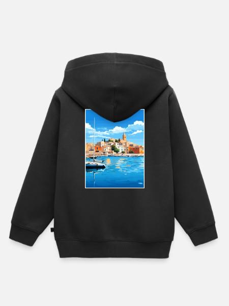 Îles Baléares Espagne Vintage voyage affiche WPA - Sweat Premium à capuche enfant bio - noir