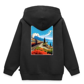 Orient Express Europa Deko Vintage Reiseposter - Kinder Premium Organic Hoodie - Schwarz - Hinten - AI Model Kid Male (0cm)
