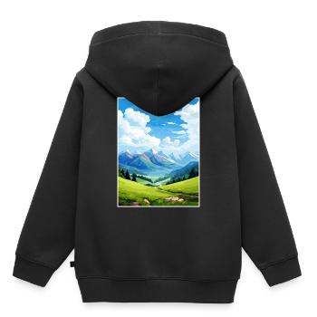 Reiseplakat des Pyrenäen-Nationalparks in Frankreich - Kinder Premium Organic Hoodie - Schwarz - Hinten - AI Model Kid Male (0cm)