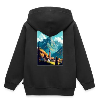 Berchtesgaden Allemagne Vintage Travel Poster WPA - Sweat Premium à capuche enfant bio - noir - Dos - AI Model Kid Male (0cm)