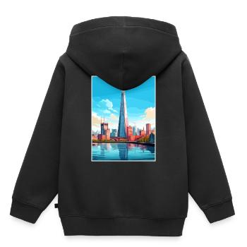 The Shard London England Vintage Travel Poster WPA - Kids Premium Organic Hoodie - black - Back - AI Model Kid Male (0cm)