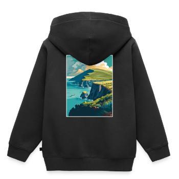 Péninsule de Dingle Irlande Vintage voyage affiche WPA - Sweat Premium à capuche enfant bio - noir - Dos - AI Model Kid Male (0cm)