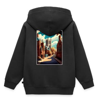 Richmond England Yorkshire Vintage Reiseposter - Kinder Premium Organic Hoodie - Schwarz - Hinten - AI Model Kid Male (0cm)
