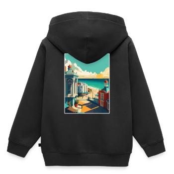 Brighton Pier Seascape Uk Vintage Reiseposter - Kinder Premium Organic Hoodie - Schwarz - Hinten - AI Model Kid Male (0cm)