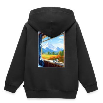 Orient Express Europa Deko Vintage Reiseposter - Kinder Premium Organic Hoodie - Schwarz - Hinten - AI Model Kid Male (0cm)