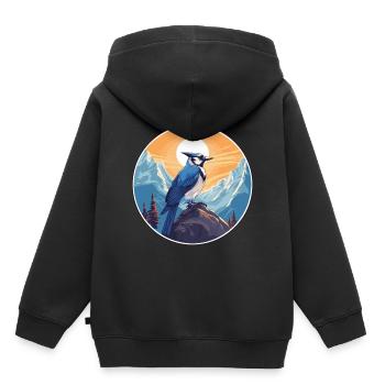 Geai bleu aquarelle dessin animé Kawaii animal de compagnie Animal Colo - Sweat Premium à capuche enfant bio - noir - Dos - AI Model Kid Male (0cm)