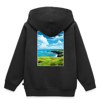 Rame Halbinsel Cornwall Vintage Reiseposter WPA - Kinder Premium Organic Hoodie - Schwarz - Hinten - AI Model Kid Male (0cm)