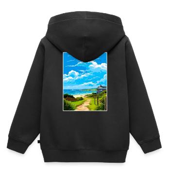 Polzeath Cornwall Vintage Travel Poster Souvenir - Kids Premium Organic Hoodie - black - Back - AI Model Kid Male (0cm)