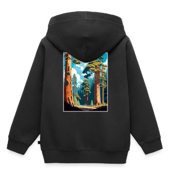 Souvenir du parc d’État de Big Basin Redwoods en Californie - Sweat Premium à capuche enfant bio - noir - Dos - AI Model Kid Male (0cm)