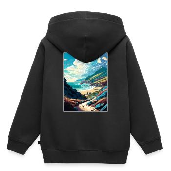 Lost Coast Trail Californie Long Beach Cali Voyage - Sweat Premium à capuche enfant bio - noir - Dos - AI Model Kid Male (0cm)