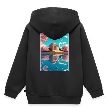 Jefferson Memorial Gedenkmauer Washington Dc - Kinder Premium Organic Hoodie - Schwarz - Hinten - AI Model Kid Male (0cm)