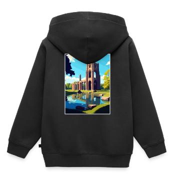 Fountains Abbey Vintage Travel Poster WPA Souvenir - Kids Premium Organic Hoodie - black - Back - AI Model Kid Male (0cm)