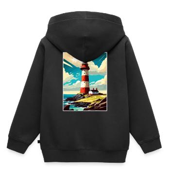Plymouth Angleterre Vintage voyage affiche Souvenir - Sweat Premium à capuche enfant bio - noir - Dos - AI Model Kid Male (0cm)