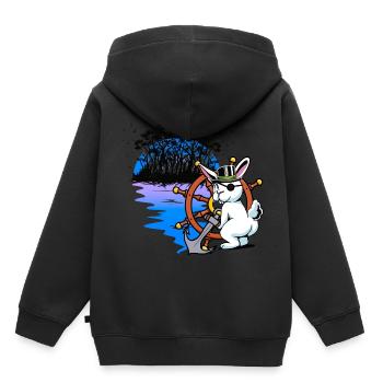 Lapin, Pirate, Boucanier, Piraterie, Fantaisie, Marin - Sweat Premium à capuche enfant bio - noir - Dos - AI Model Kid Male (0cm)